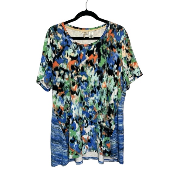 LOGO by Lori Goldstein Tops - LOGO Lori Goldstein Colorful Pattern Tunic Top Shirt XL Short Sleeve